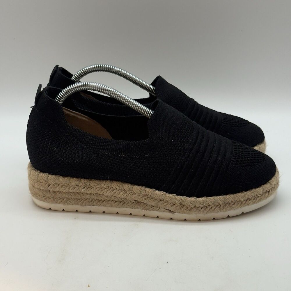 Adrienne Vittadini Niko Sport Knit Espadrille Women's 7M Black Comfort Shoes